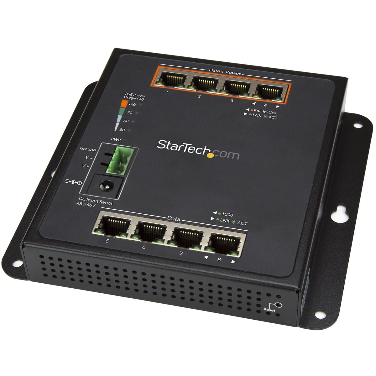 StarTech 8-Port Gigabit PoE Managed Switch, 4× PoE+ 30W, L2 Managed, -40–75°C Operating