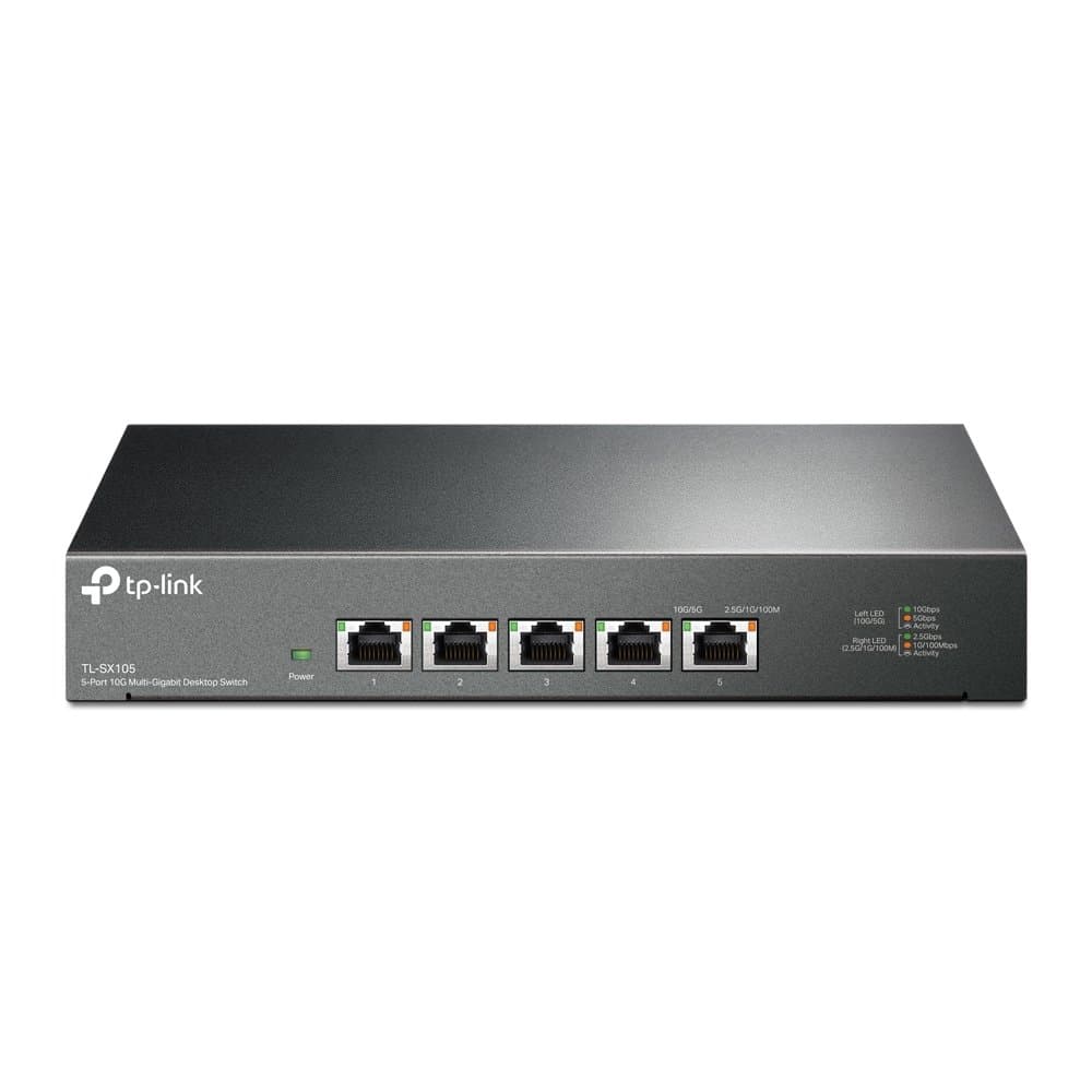 TP-Link 5-Port 10G Desktop Switch, 100 Gbps, Unmanaged, Wall Mountable