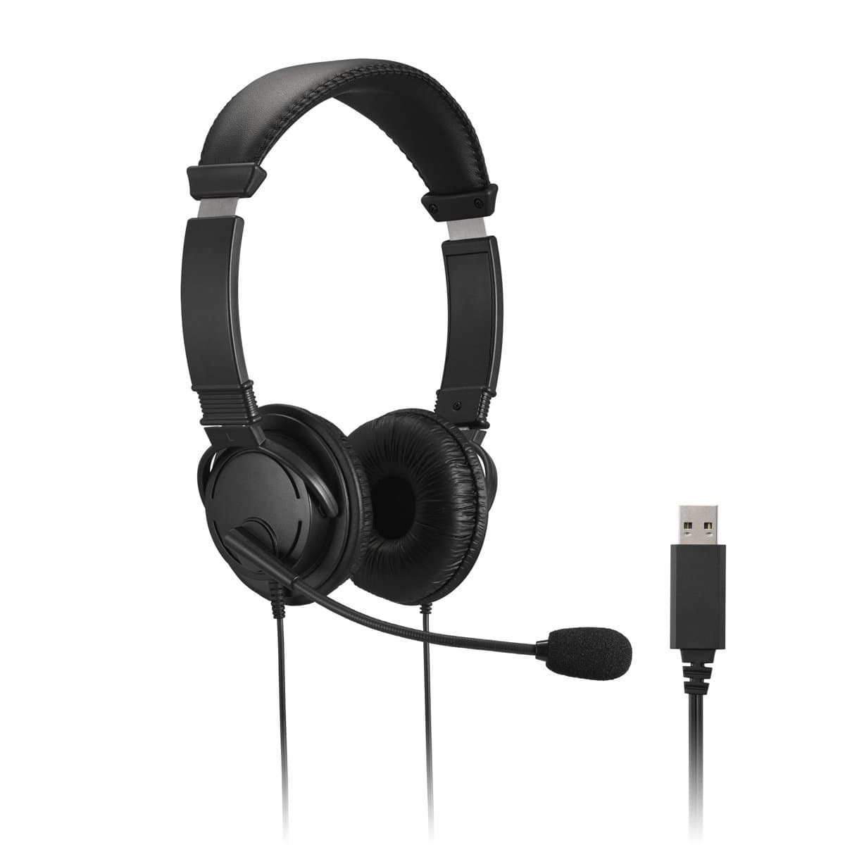 Kensington Classic USB-A Headset, 1.8m Cable, 40mm Drivers, Noise-Canceling Microphone, Volume Control