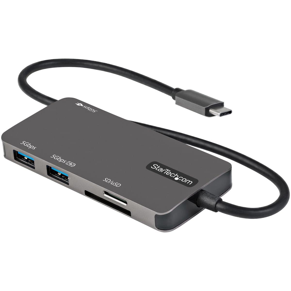 StarTech USB-C Mini Dock, 4K HDMI, 2× USB-A, USB-C, SD/microSD, 100 W PD, Grey