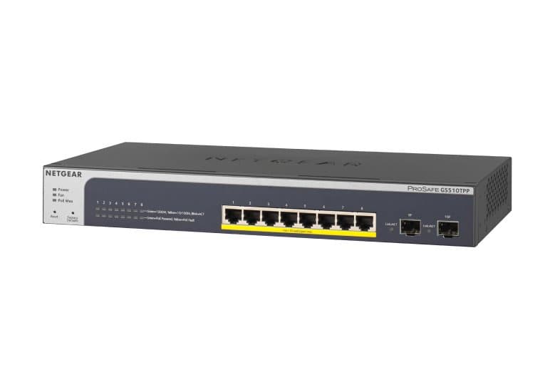 Netgear GS510TPP, 8-Port PoE+ Gigabit, 2 SFP, 190W, Smart Managed