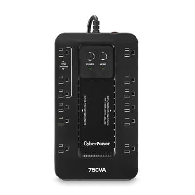 CyberPower EC750GTAA Standby UPS, 750VA 450W, 12 Outlets, NEMA 5-15R, Compact