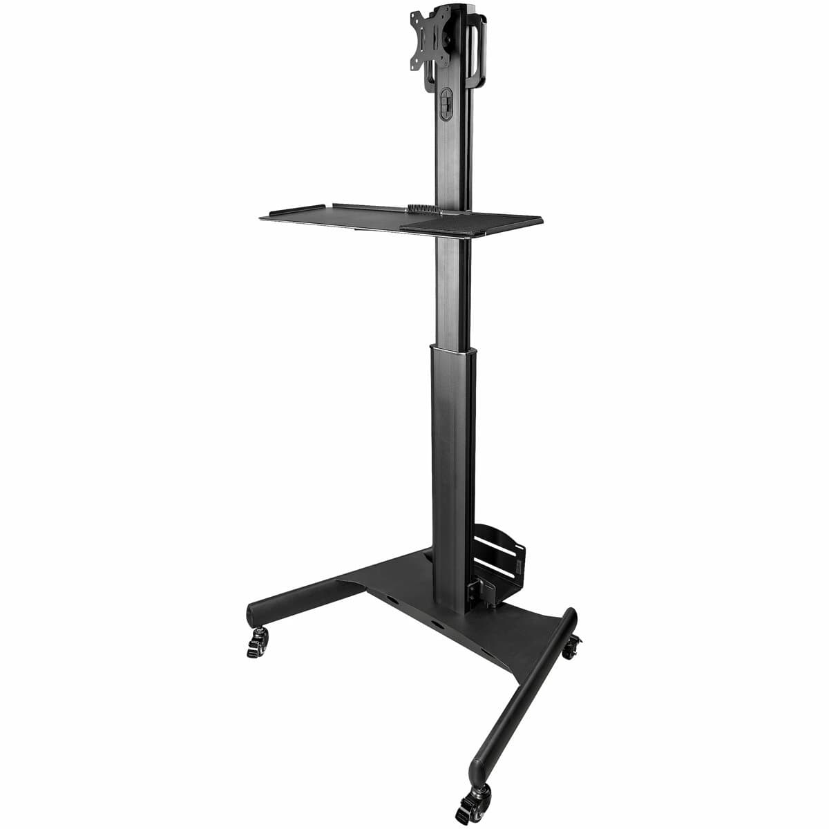 StarTech Mobile Workstation Cart, Height Adjustable 1300–1600mm, Monitor Mount, CPU Holder, Locking Casters
