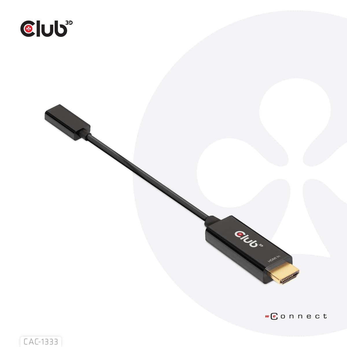 Club HDMI to USB-C 4K60Hz Active Adapter, 0.22m, Male HDMI, DP1.2
