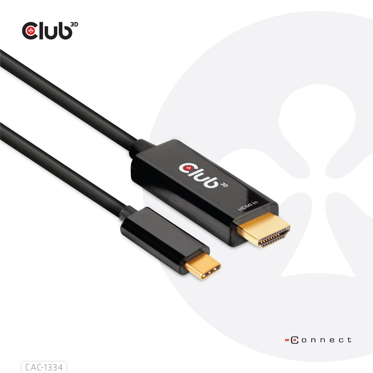 CLUB3D HDMI to USB-C 4K60Hz Active Cable, 1.8m/6ft, DP1.2, Male Connectors