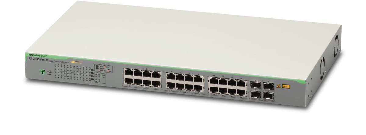 Allied Telesis GS950/28PS, 24-Port Gigabit PoE+ WebSmart Switch, 4x SFP, 56Gbps, 1U