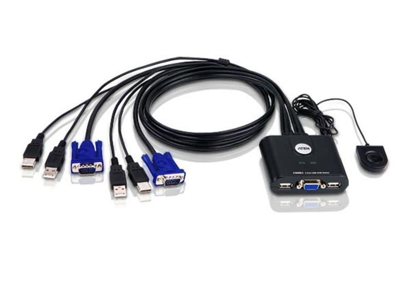 ATEN CS22U 2-Port USB VGA KVM Switch, QXGA (2048×1536), 5V DC, Black