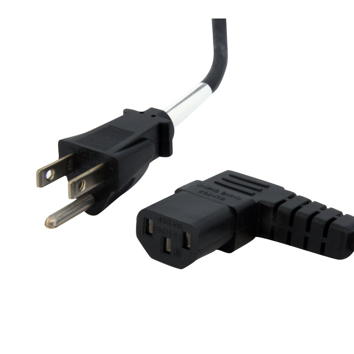 StarTech 10ft Power Cord, NEMA 5-15P to Right Angle C13, 18 AWG, 125V 10A