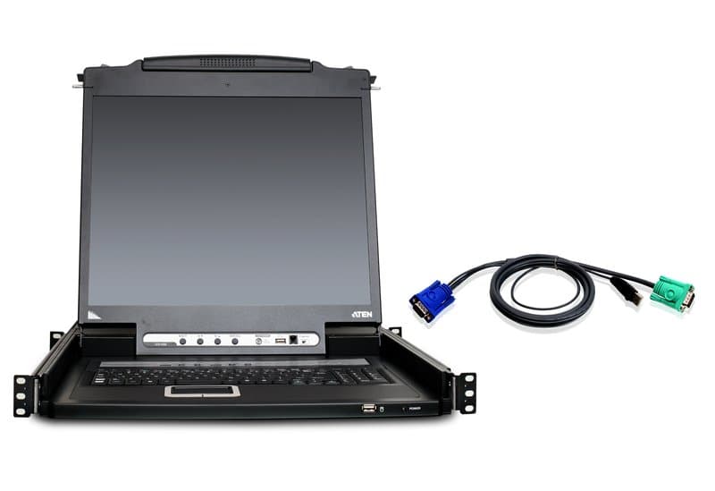 ATEN CL5716M 16-Port LCD KVM Switch, 17-inch Display, 1280×1024, USB/VGA/PS/2