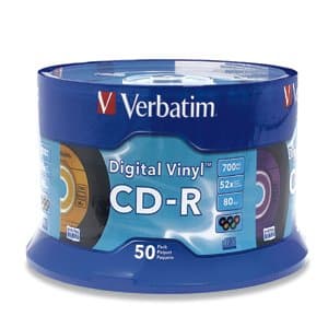 Verbatim Digital Vinyl CD-R, 700MB, 80Min, 52X Write, 50 Pack