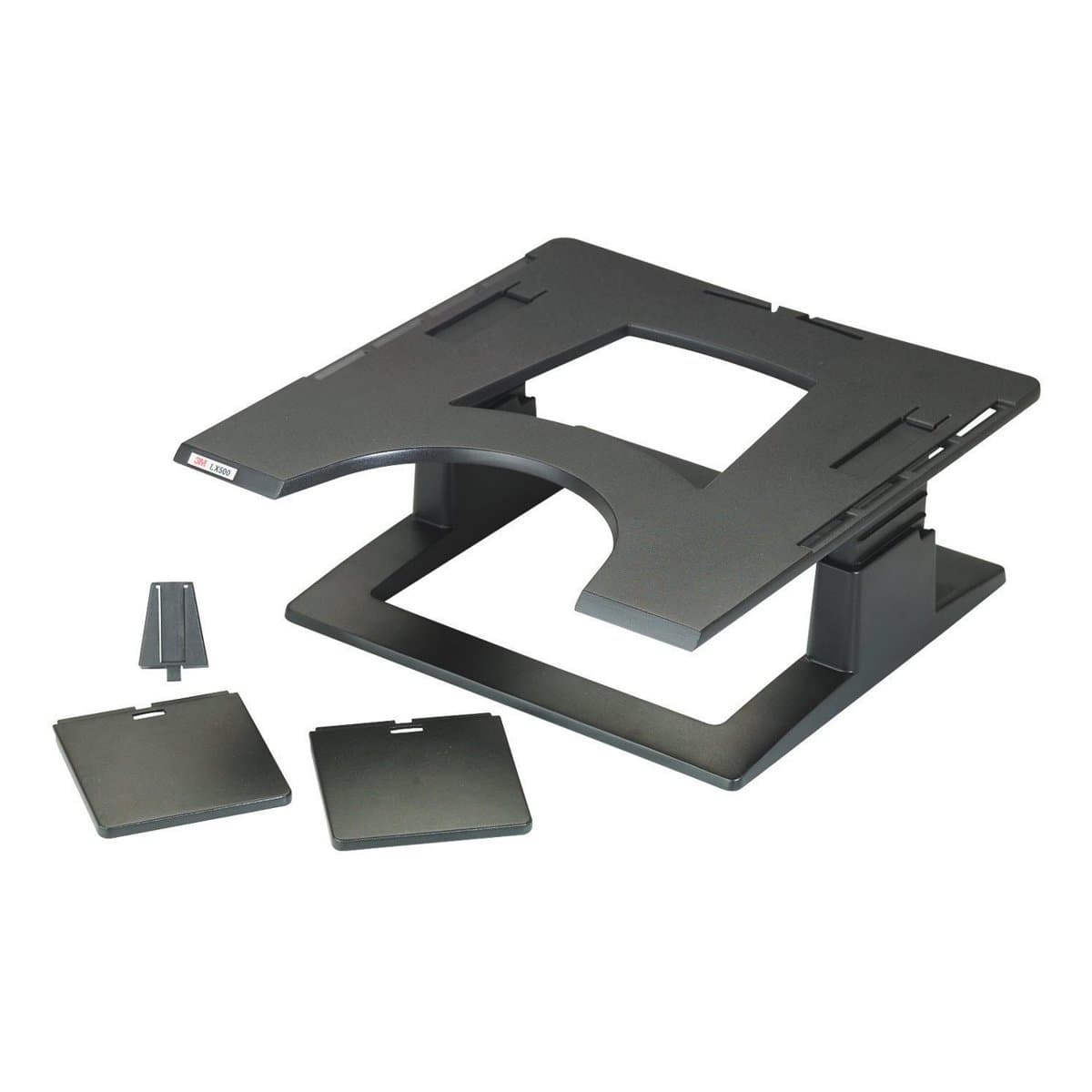 3M Adjustable Notebook Riser, 4–6 Inches Height, Black Plastic, Cable Management