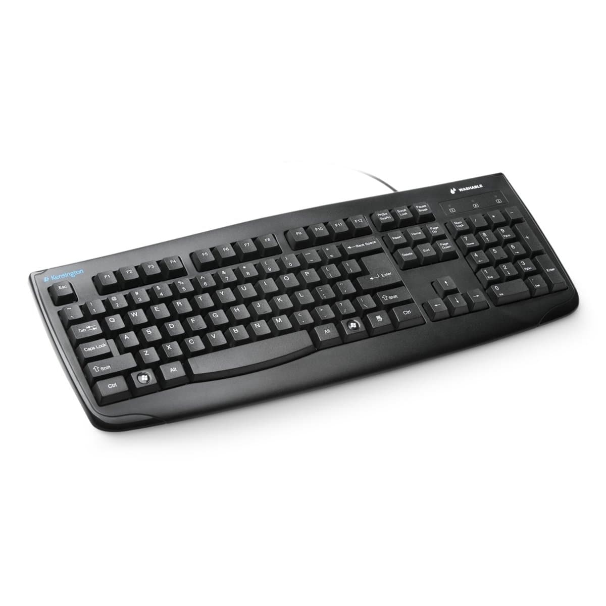 Kensington Washable USB Keyboard, Full-Size, Black, Wired