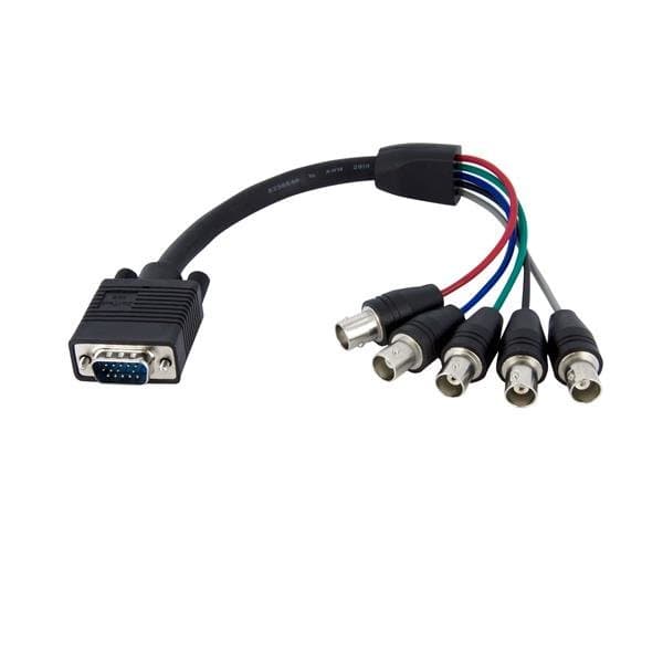 StarTech HD15 VGA to 5 BNC RGBHV Monitor Cable, 1 ft, Male/Female, 8.5mm