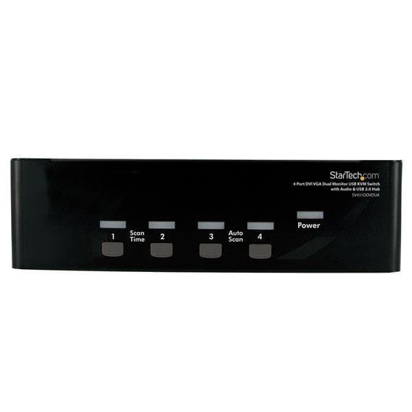 StarTech 4 Port KVM Switch, Dual Monitor DVI/VGA, 1920×1200, USB, Audio