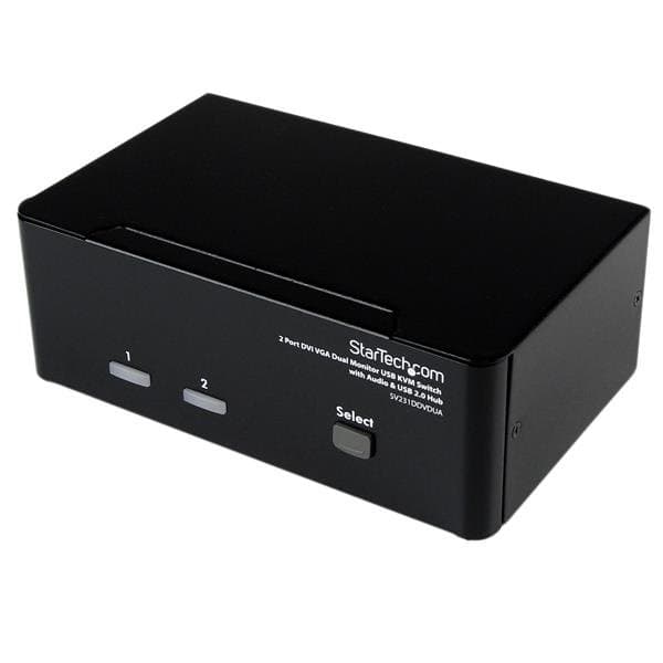 StarTech 2-Port DVI/VGA KVM Switch, Dual Monitor, 1920×1200, USB, Audio