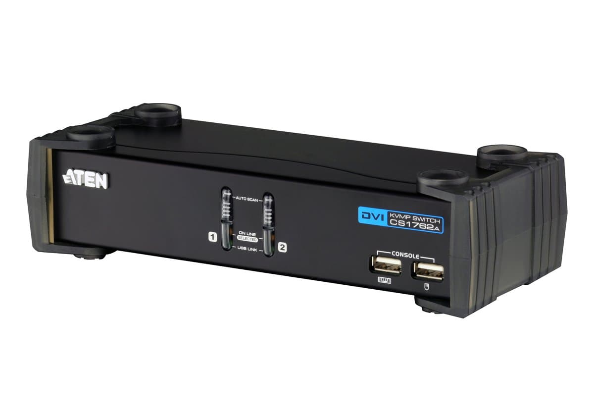 ATEN CS1762A, 2-Port DVI KVM Switch, 1920×1200 WUXGA, USB 2.0, 9W