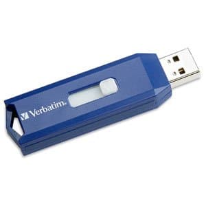 Verbatim 16GB USB Flash Drive, USB Type-A 2.0, Retractable, Blue