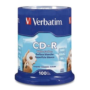Verbatim CD-R Blank Discs 700MB, 52X Write Speed, 80 Min, 100-Pack