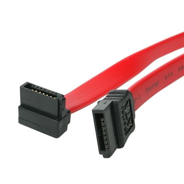 StarTech 18 in SATA III Cable, Straight to Right-Angle, 7-pin Female/Female, 6 Gbps, Red