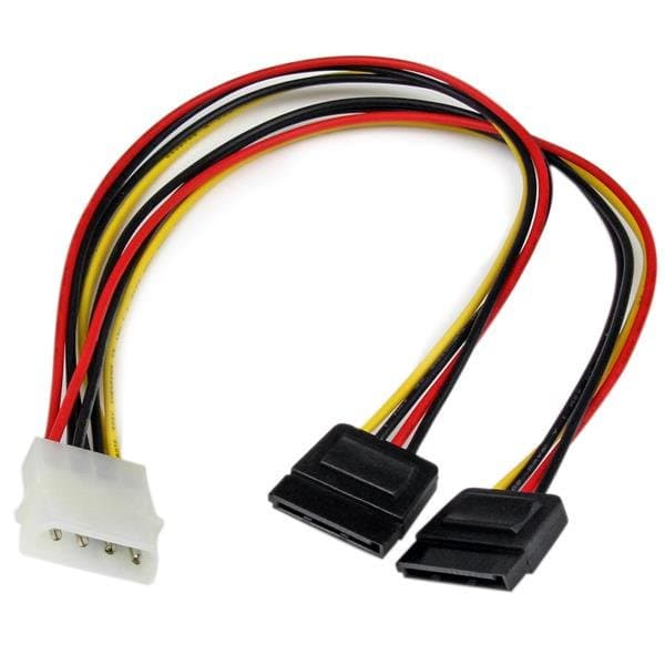 StarTech LP4 to SATA Power Y Cable Adapter, 12in, Dual SATA