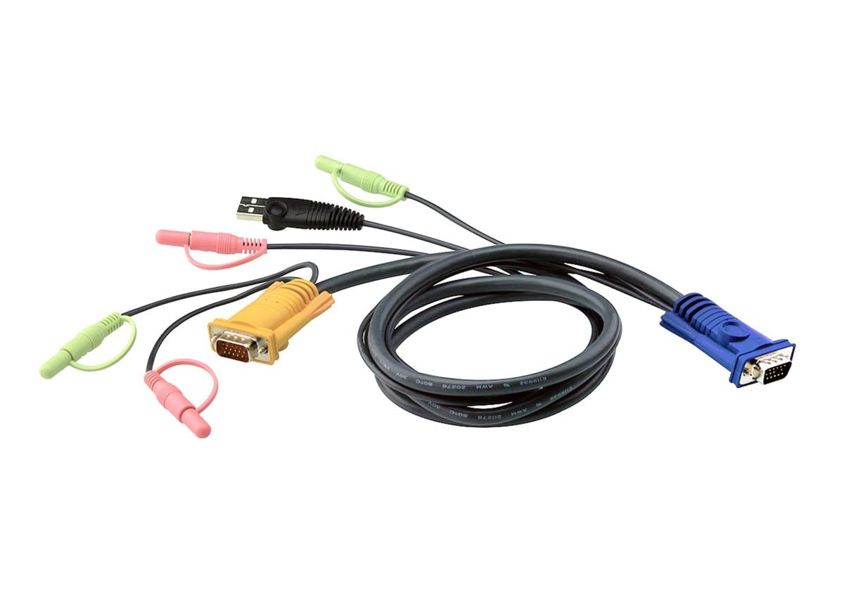 ATEN USB KVM Cable, 3m, VGA HD-15, USB A, Full 2×3.5mm Audio