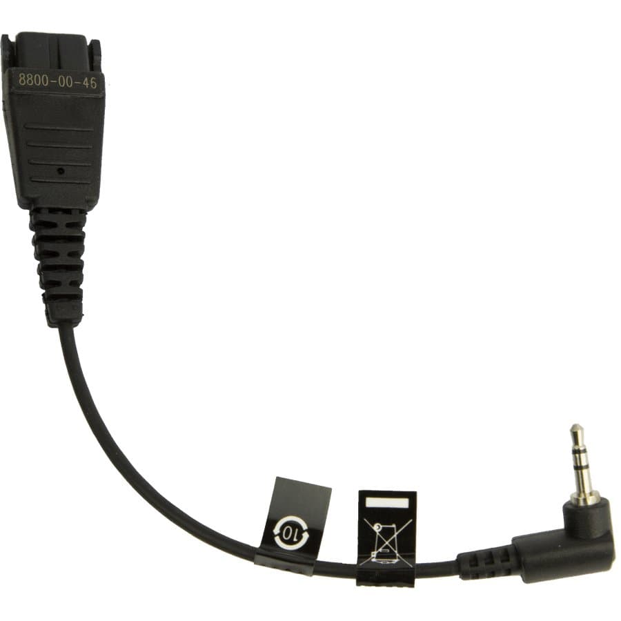 Jabra Mobile QD Cord to 2.5mm Jack Pin Plug, Angled, 15cm, Black