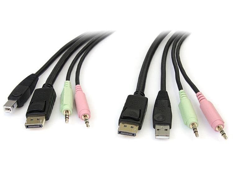 StarTech 6ft 4-in-1 USB + DisplayPort KVM Switch Cable, w/ Audio + Mic