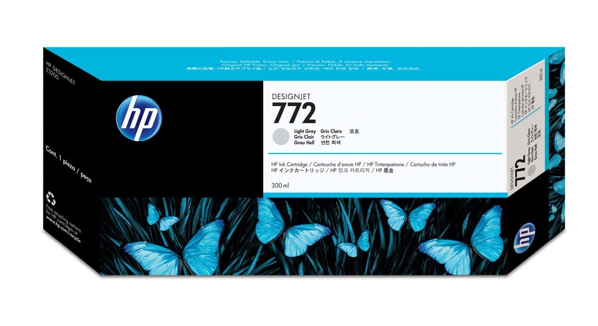 HP 772 Light Gray DesignJet Ink Cartridge, 300ml, Thermal Inkjet, Z5200 Compatible