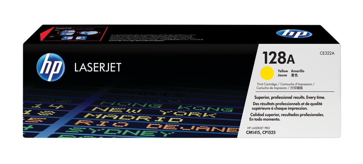 HP 128A Yellow LaserJet Toner Cartridge, 1300-Page Yield
