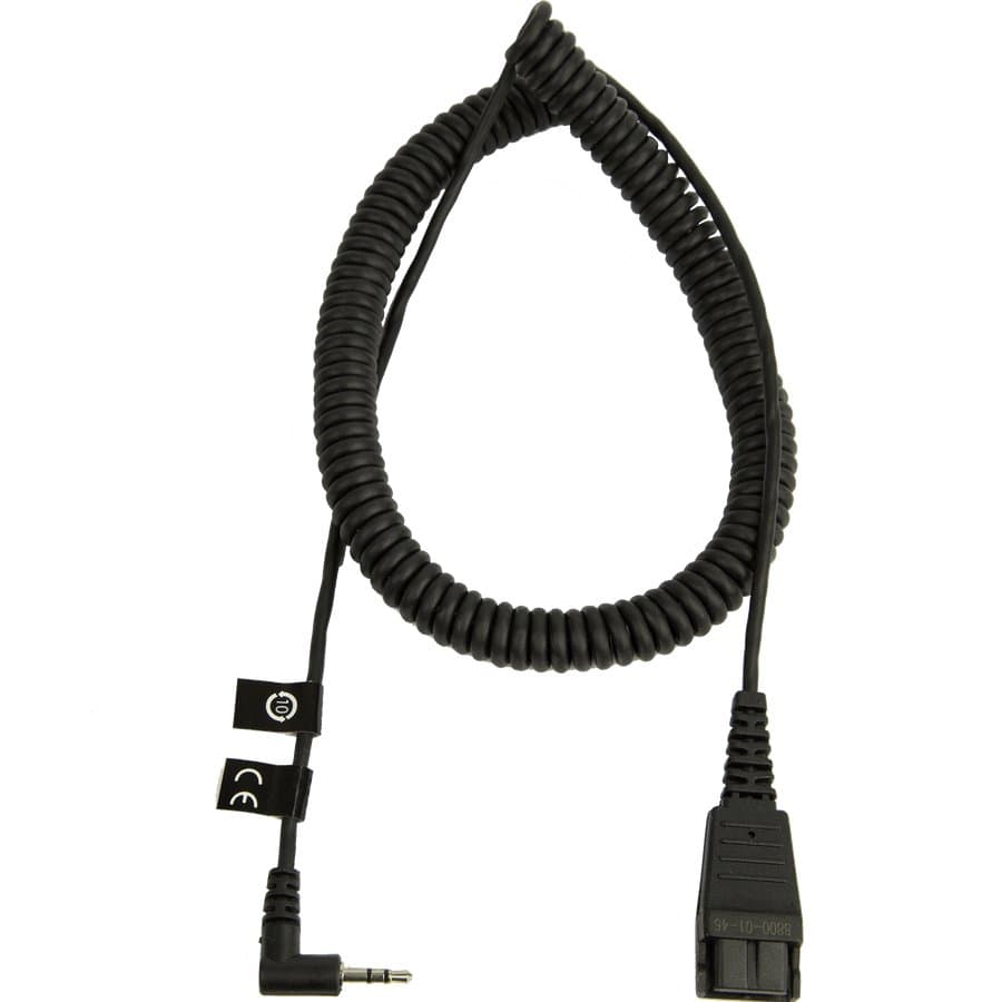 Jabra 2m Coiled Cord, 2.5mm Connector, Avaya Compatible, Mic Amplification