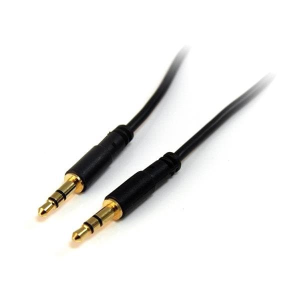 StarTech 6 ft Slim 3.5 mm Stereo Audio Cable, Male/Male, 28 AWG, Black
