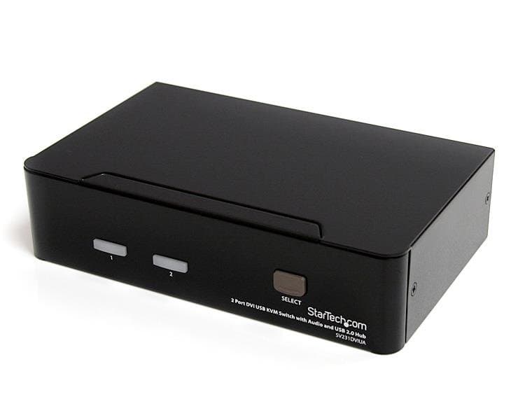 StarTech 2-Port DVI KVM Switch, 1920×1200, Audio, USB 2.0 Hub