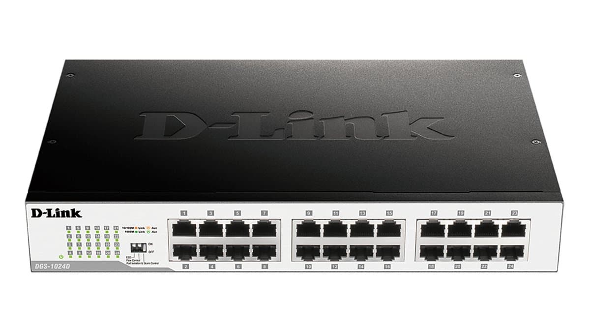 D-Link DGS-1024D, 24-Port Gigabit Unmanaged Switch, 1U Rackmount, 48 Gbit/s