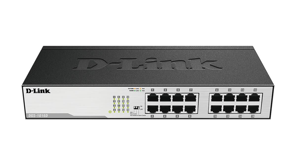 D-Link DGS-1016D, 16-Port Gigabit Ethernet Switch, 32 Gbps, 1U Rackmount
