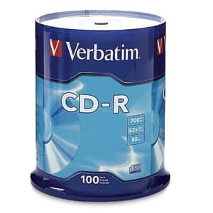 Verbatim 100-Pack Cd-R 52X 80 Min Branded Spindle Double-Wrapped For Shipping
