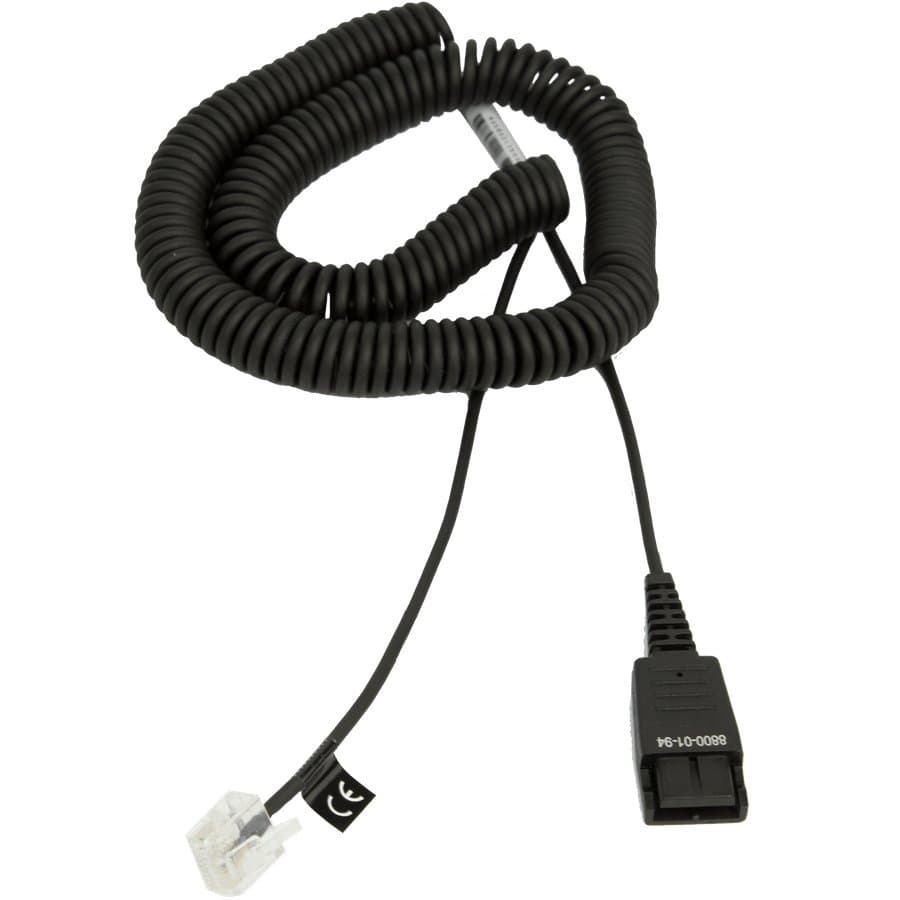 Jabra 8800-01-94 QD to RJ-45 Coiled Cord, 0.5–2m, Siemens OpenStage