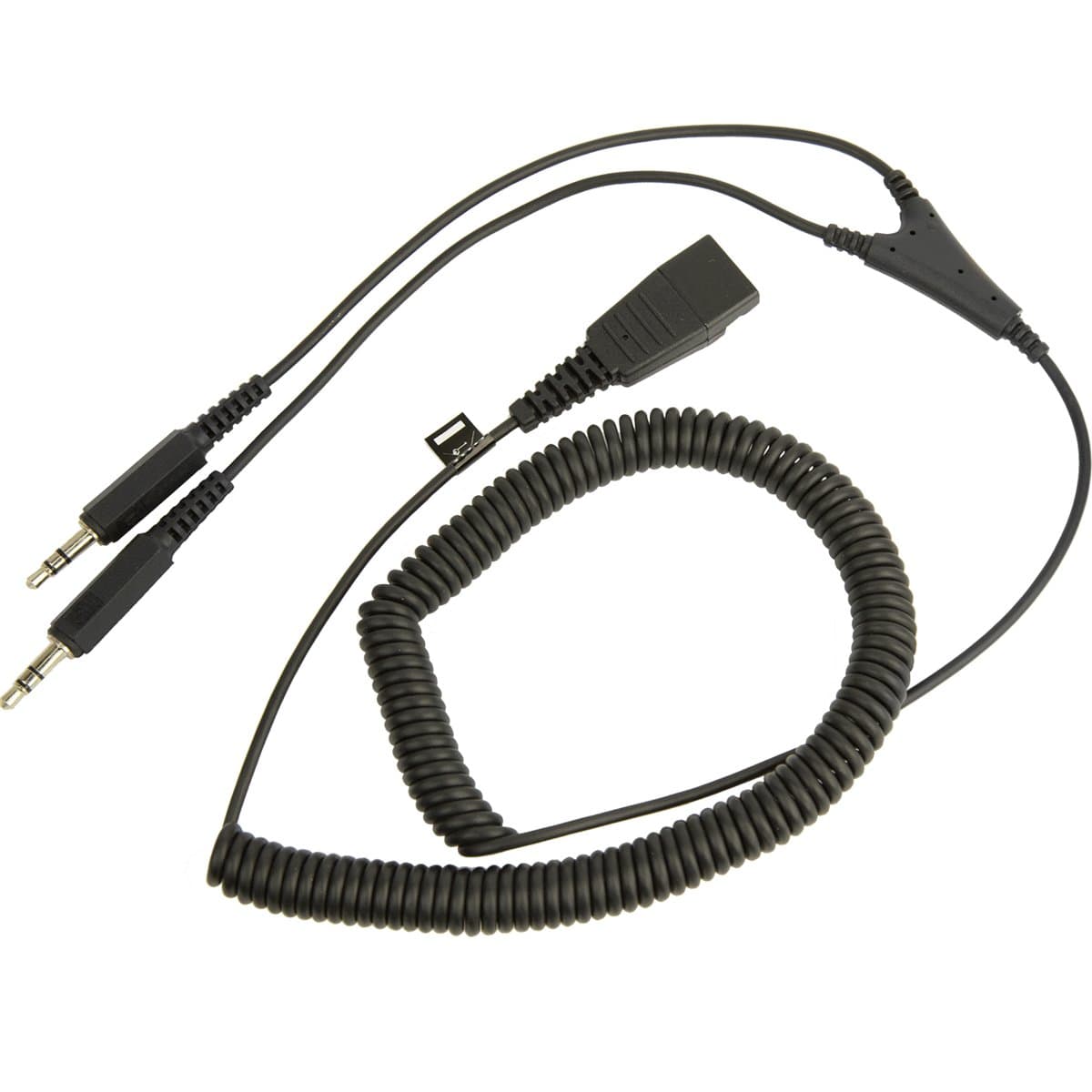Jabra QD to Dual 3.5mm PC Cord, Dual 3.5mm Jacks, Black