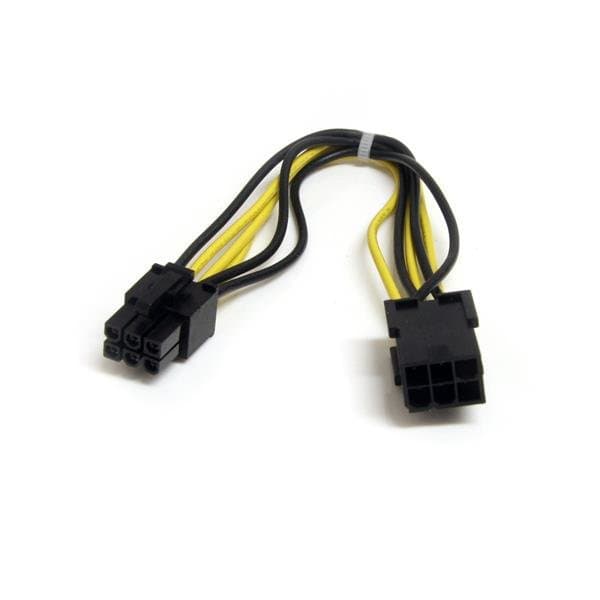 StarTech 8 in PCI Express 6-Pin Power Extension Cable, PCIe Male to Female, Black/Yellow