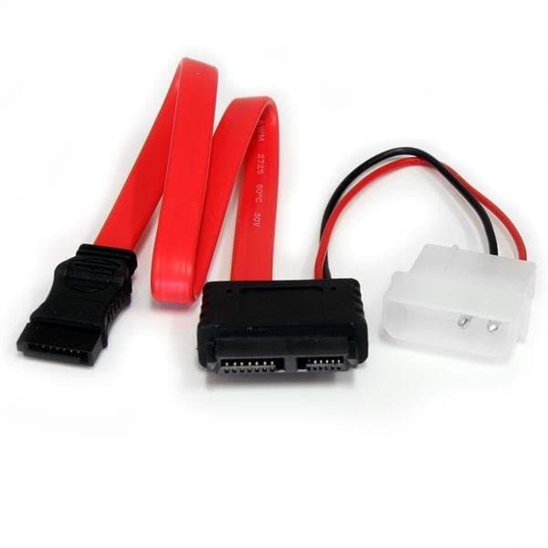 StarTech 12 in Slimline SATA to SATA + LP4 Power Cable Adapter, 6 Gbps, Red