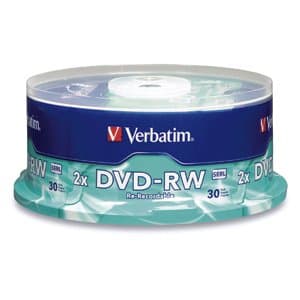 Verbatim 30-Pack Dvd-Rw 4X 4.7GB Branded Spindle (Eol)