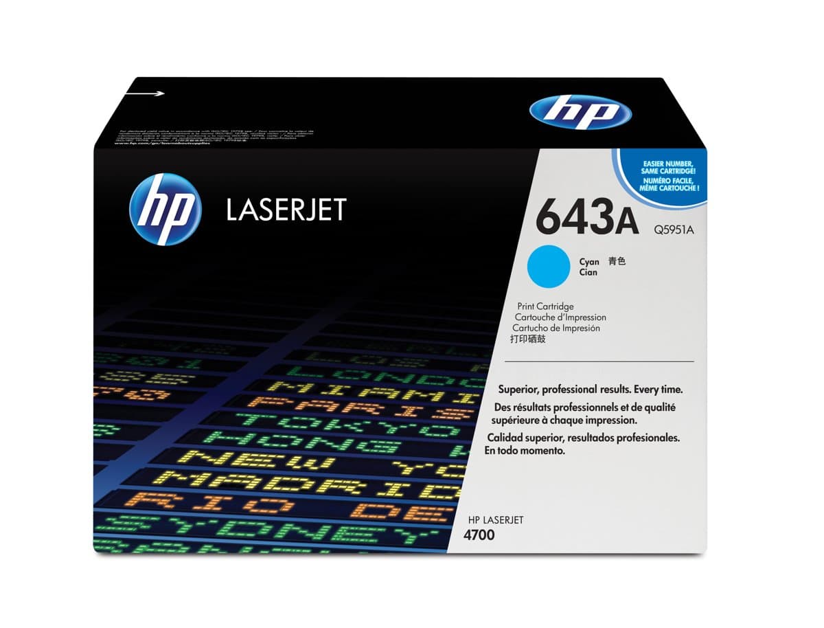 HP 643A Cyan LaserJet Toner Cartridge, Original, 10000 Pages