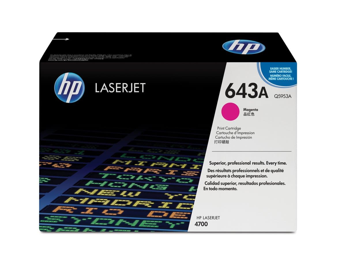 HP 643A Magenta LaserJet Toner Cartridge, 10000 Pages, ColorSphere, Original