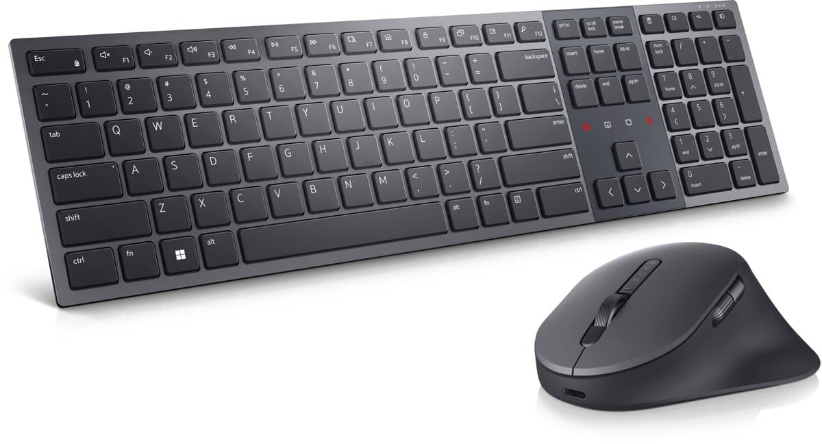 Dell KM900 Premier Keyboard and Mouse, Wireless RF + Bluetooth, Full-Size, Graphite