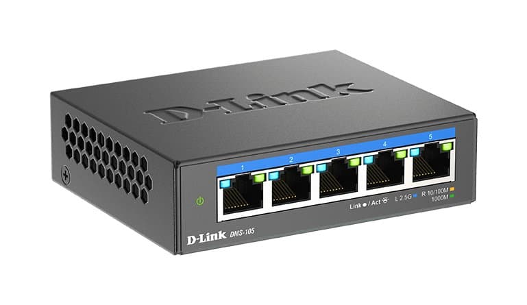 D-Link 5-Port 2.5G Multi-Gigabit Switch, 25 Gbps, 4000 MAC Entries, Unmanaged