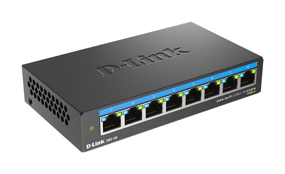 D-Link 8-Port 2.5G Multi-Gigabit Desktop Switch, 2.5 Gbps Ethernet, 40 Gbit/s Switching, Unmanaged