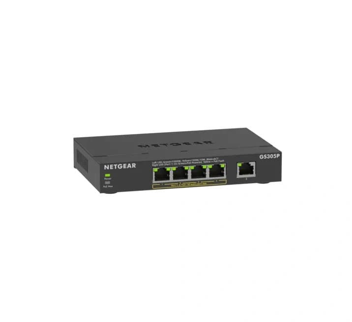 Netgear GS305P 5-Port Gigabit Unmanaged Switch, PoE+, 55W Power Budget