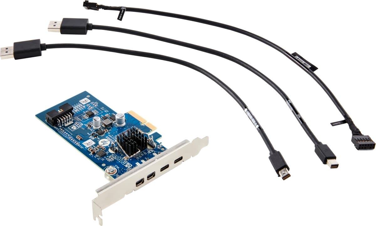 HP Dual TBT4 PCIe x4 Card, Low Profile, 121 × 25.3 × 144 mm, Green/Silver