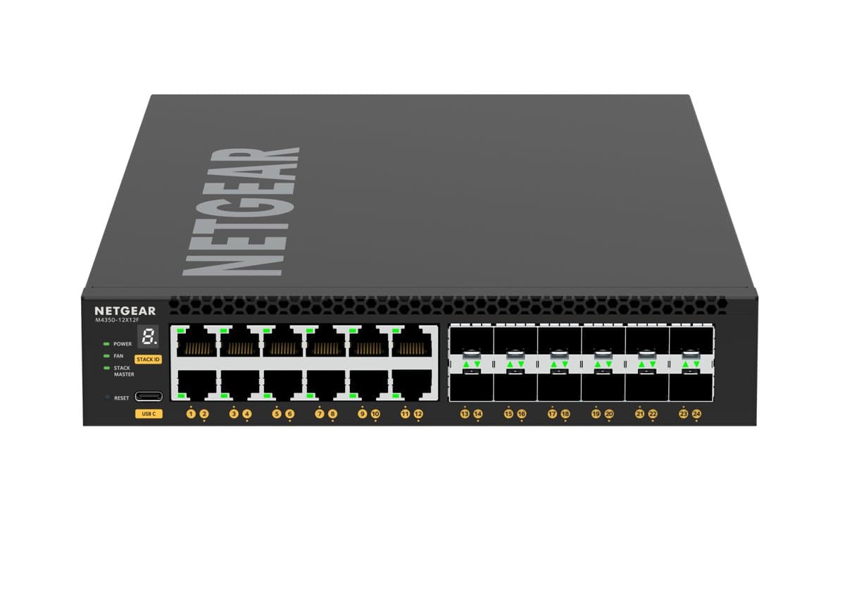 Netgear M4350-12X12F L3 Managed Switch, 12× 10G Ethernet, 480 Gbps, 1U Rack