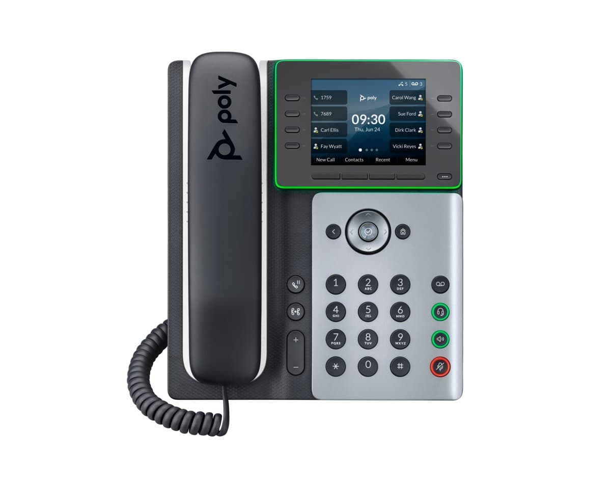 HP Poly Edge E300, 8-Line IP Phone, 3.5" IPS Display, 320x240, Gigabit Ethernet