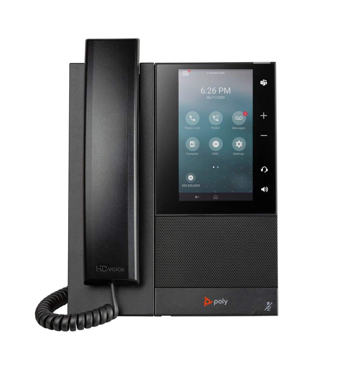 HP Poly CCX 505 Business Media Phone, PoE-enabled, 24 lines, 5" LCD
